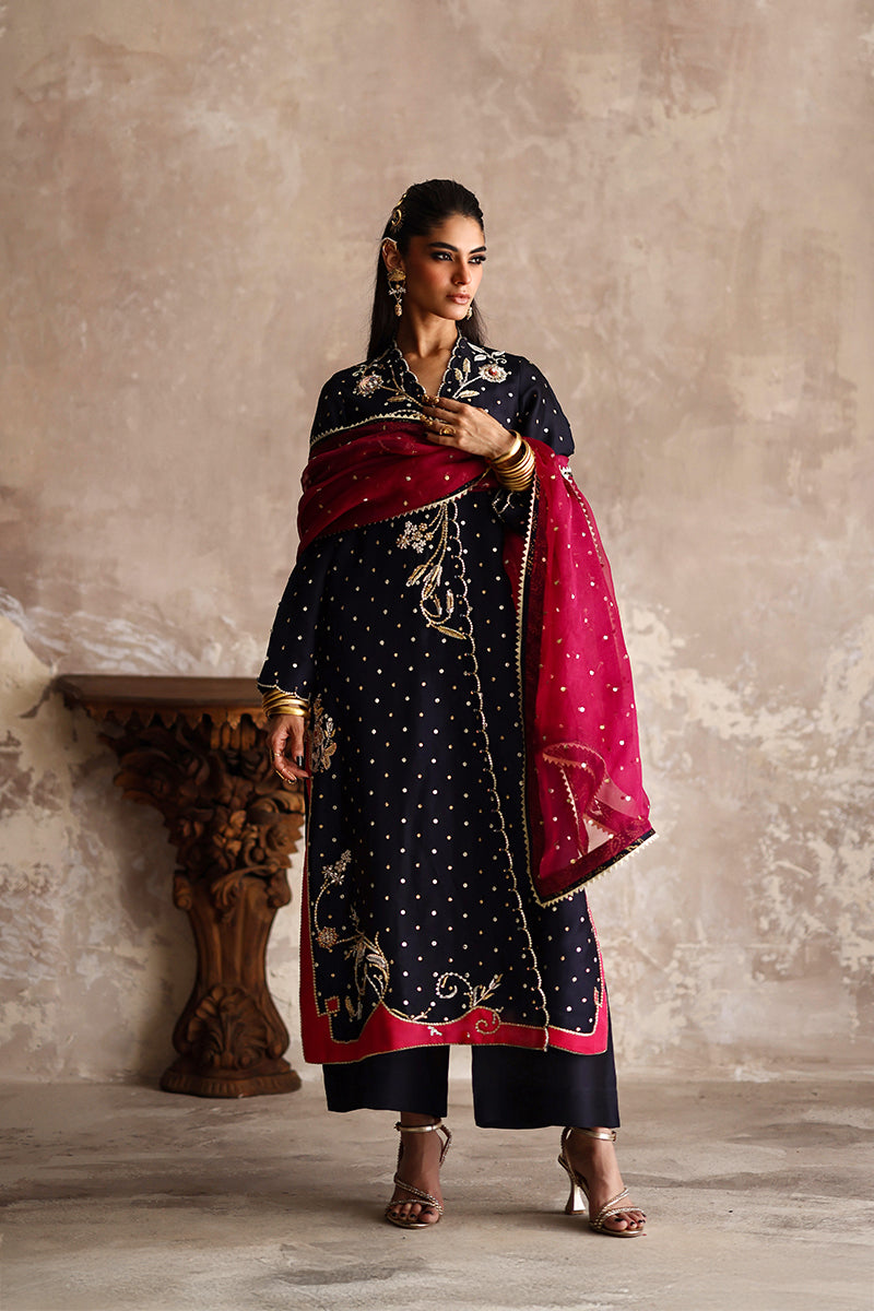 Wardha Saleem | Luxury Pret Fusion Wear | MIDNIGHT FORMAL DRAPE