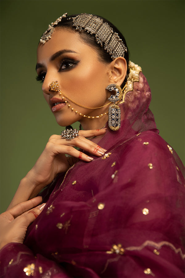 Saraab - Plum - Formal Dupatta (As Pic)